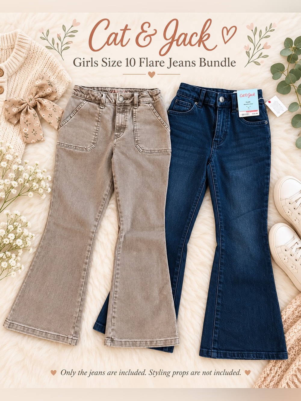 Cat & Jack Girls Size 10 Flare Jeans 2 Pair Bundle NWT + EUC